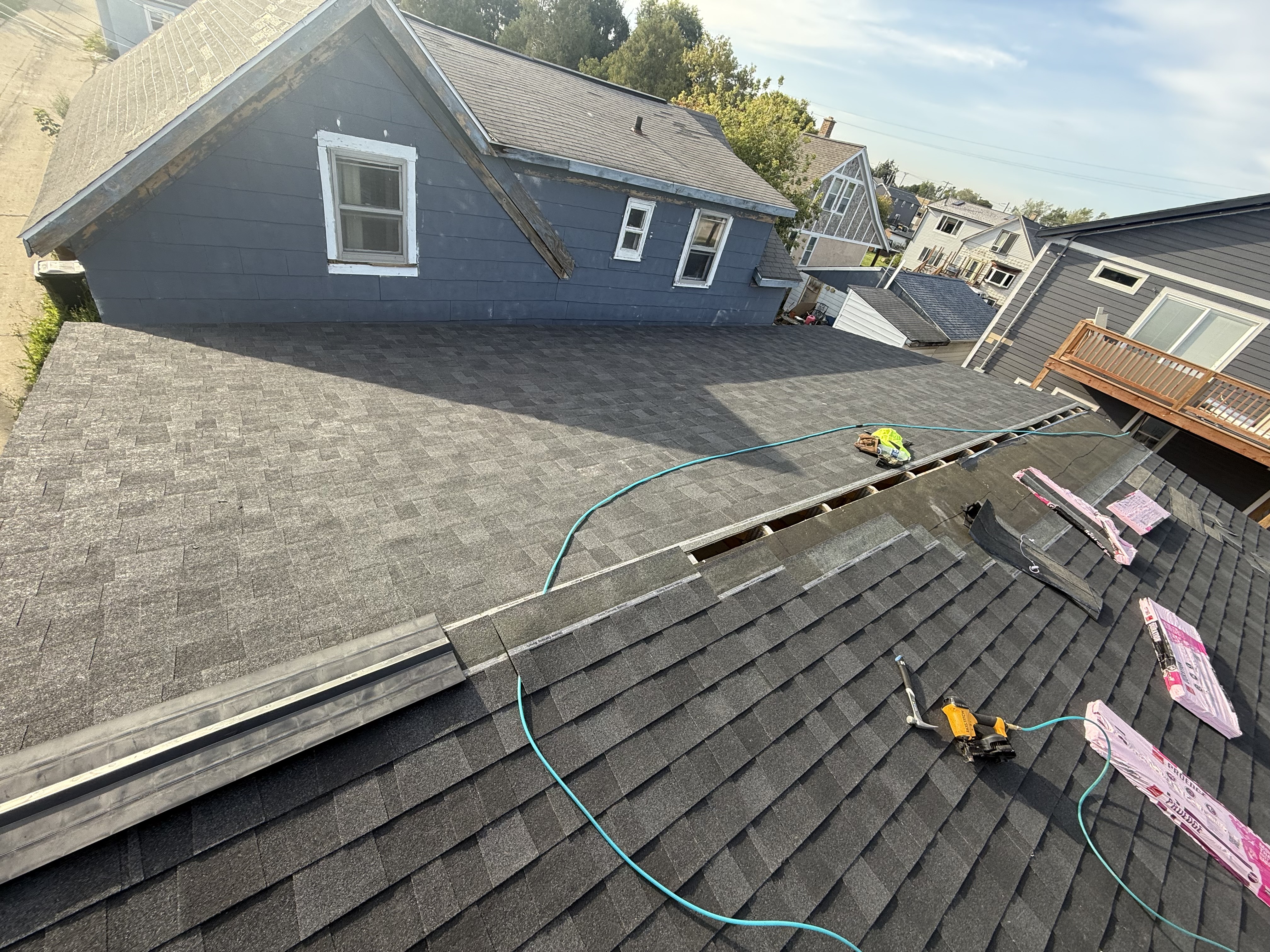 Aerial roof and neighborhood Milwaukee