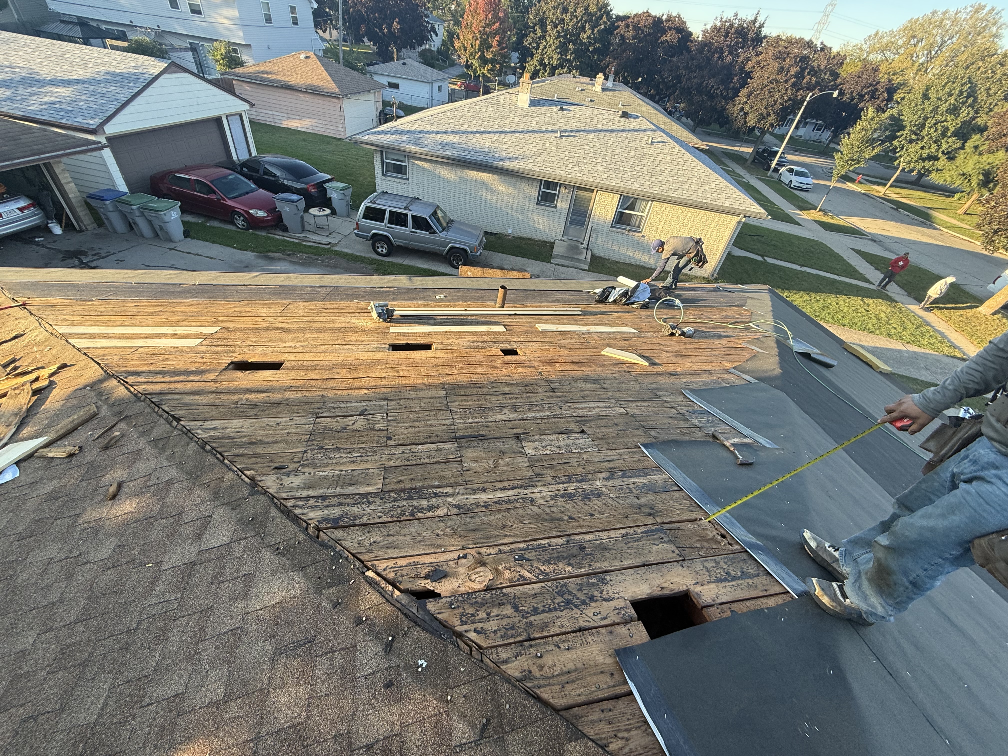 Roof tear-off deck exposed Milwaukee